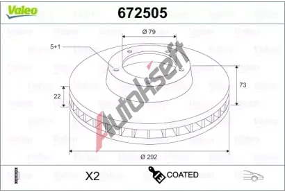 VALEO Brzdov kotou COATED - 292 mm VA 672505, 672505