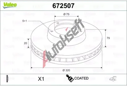 VALEO Brzdový kotouč COATED - 320 mm VA 672507, 672507  VALEO Brzdový kotouč COATED - 320 mm VA 672507, 672507