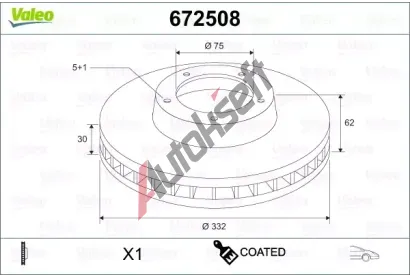 VALEO Brzdov� kotou� COATED - 332 mm VA 672508, 672508