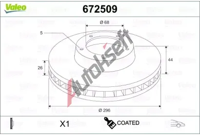 VALEO Brzdov kotou COATED - 296 mm VA 672509, 672509