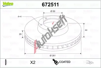 VALEO Brzdov kotou COATED - 281 mm VA 672511, 672511