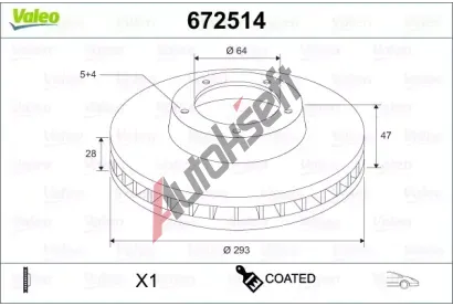 VALEO Brzdov kotou COATED - 293 mm VA 672514, 672514