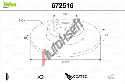 VALEO Brzdov kotou COATED - 302 mm VA 672516, 672516