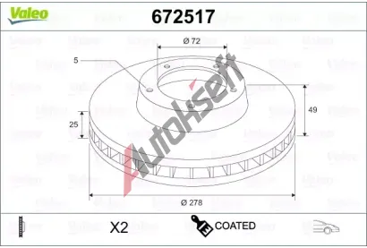 VALEO Brzdov kotou COATED - 278 mm VA 672517, 672517