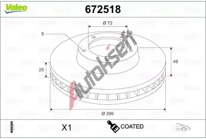 VALEO Brzdov kotou COATED - 299 mm VA 672518, 672518