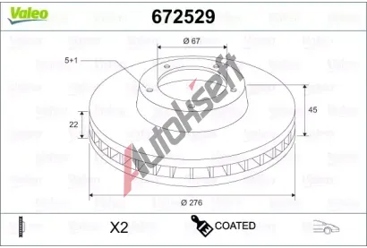VALEO Brzdov kotou COATED - 276 mm VA 672529, 672529