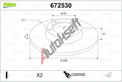 VALEO Brzdov kotou COATED - 258 mm VA 672530, 672530