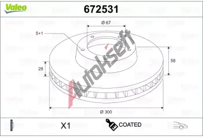 VALEO Brzdov kotou COATED - 300 mm VA 672531, 672531