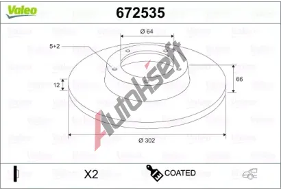 VALEO Brzdov kotou COATED - 302 mm VA 672535, 672535