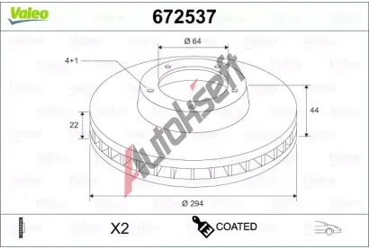 VALEO Brzdov kotou COATED - 294 mm VA 672537, 672537