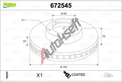 VALEO Brzdov kotou COATED - 300 mm VA 672545, 672545