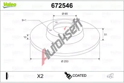 VALEO Brzdov kotou COATED - 253 mm VA 672546, 672546