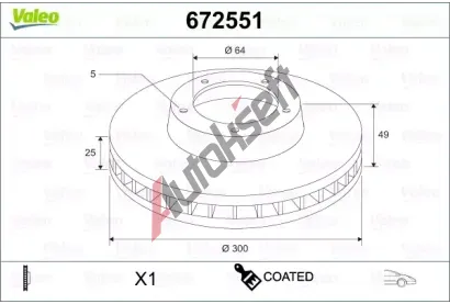 VALEO Brzdov kotou COATED - 300 mm VA 672551, 672551