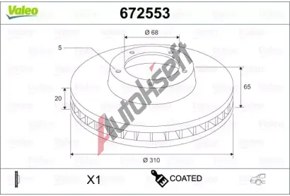 VALEO Brzdov kotou COATED - 310 mm VA 672553, 672553