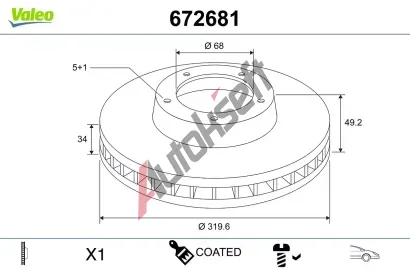 VALEO Brzdov� kotou� COATED VA 672681, 672681