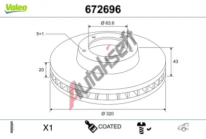 VALEO Brzdov� kotou� COATED - 320 mm VA 672696, 672696
