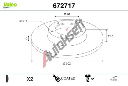 VALEO Brzdov� kotou� COATED VA 672717, 672717