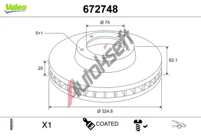 VALEO Brzdov kotou COATED - 325 mm VA 672748, 672748