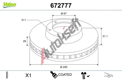 VALEO Brzdov� kotou� COATED - 295 mm VA 672777, 672777