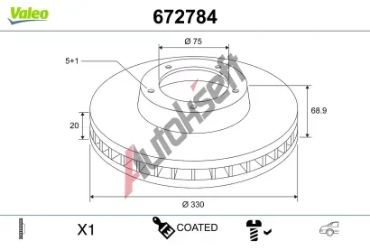 VALEO Brzdov� kotou� COATED VA 672784, 672784