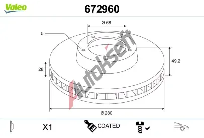 VALEO Brzdov� kotou� COATED - 280 mm VA 672960, 672960