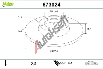 VALEO Brzdový kotouč COATED VA 673024, 673024 VALEO Brzdový kotouč COATED VA 673024, 673024