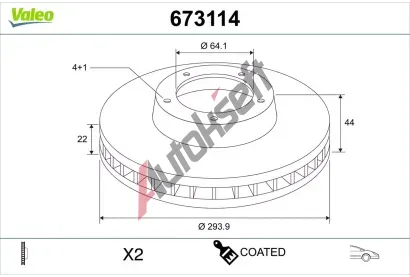 VALEO Brzdov� kotou� COATED VA 673114, 673114