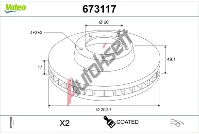 VALEO Brzdový kotouč COATED VA 673117, 673117 VALEO Brzdový kotouč COATED VA 673117, 673117