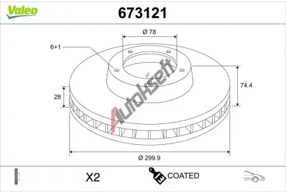 VALEO Brzdový kotouč COATED - 300 mm VA 673121, 673121 VALEO Brzdový kotouč COATED - 300 mm VA 673121, 673121
