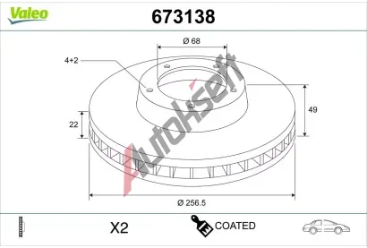 VALEO Brzdov� kotou� COATED VA 673138, 673138