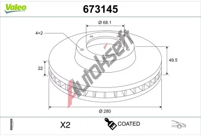 VALEO Brzdov� kotou� COATED VA 673145, 673145