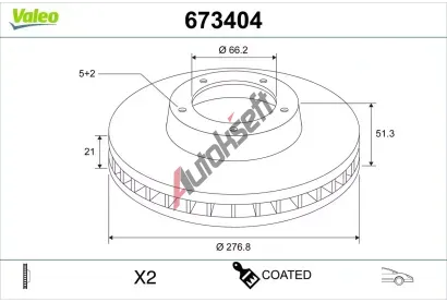 VALEO Brzdový kotouč COATED - 277 mm VA 673404, 673404 VALEO Brzdový kotouč COATED - 277 mm VA 673404, 673404