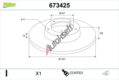 VALEO Brzdov� kotou� COATED - 331 mm VA 673425, 673425