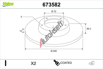 VALEO Brzdov� kotou� COATED - 285 mm VA 673582, 673582