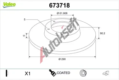 VALEO Brzdov kotou COATED VA 673718, 673718