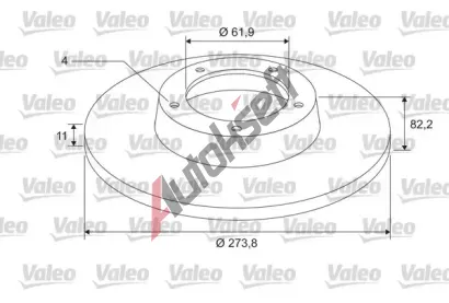 VALEO Brzdov kotou s loiskem COATED - 274 mm VA 675406, 675406