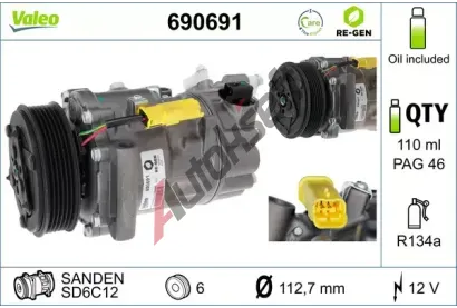 VALEO Kompresor klimatizace VA 690691, 690691 VALEO Kompresor klimatizace VA 690691, 690691