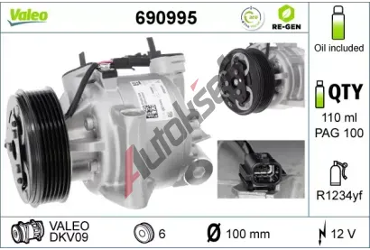 VALEO Kompresor klimatizace VALEO RE-GEN REMANUFACTURED VA 690995, 690995