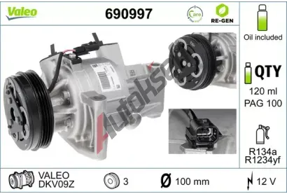 VALEO Kompresor klimatizace VALEO RE-GEN REMANUFACTURED VA 690997, 690997