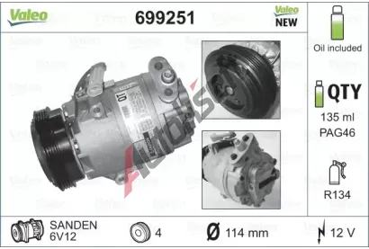 VALEO Kompresor - klimatizace VA 699251, 699251