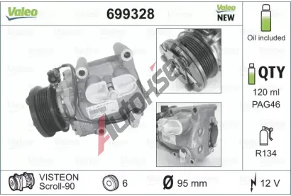 VALEO Kompresor klimatizace VA 699328, 699328 VALEO Kompresor klimatizace VA 699328, 699328