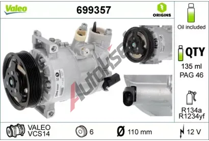 VALEO Kompresor - klimatizace VA 699357, 699357