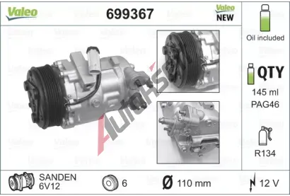VALEO Kompresor klimatizace NEW ORIGINAL PART VA 699367, 699367