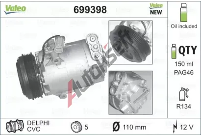 VALEO Kompresor klimatizace NEW ORIGINAL PART VA 699398, 699398