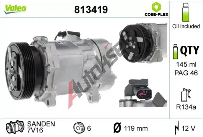 VALEO Kompresor klimatizace NEW ORIGINAL PART VA 813419, 813419
