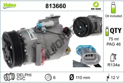 VALEO Kompresor klimatizace VALEO RE-GEN REMANUFACTURED VA 813660, 813660