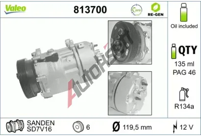 VALEO Kompresor - klimatizace VA 813700, 813700