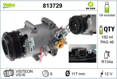 VALEO Kompresor klimatizace VA 813729, 813729
