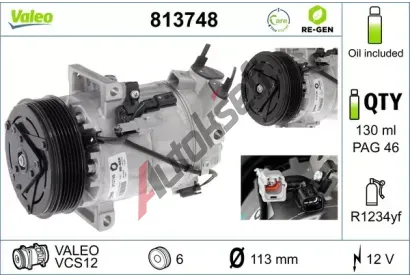 VALEO Kompresor klimatizace VALEO RE-GEN REMANUFACTURED VA 813748, 813748