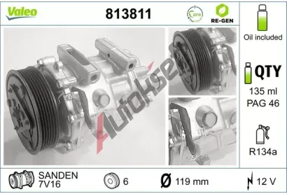 VALEO Kompresor klimatizace VA 813811, 813811